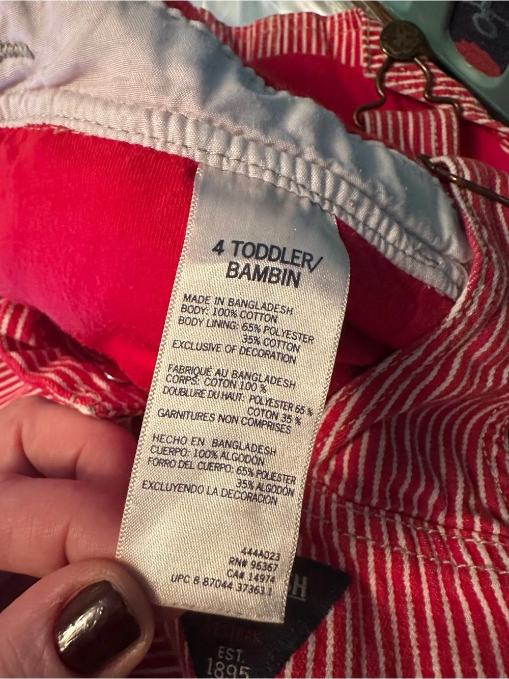 OshKosh B'gosh Toddler Boy Hickory Stripe Overalls - Red/White